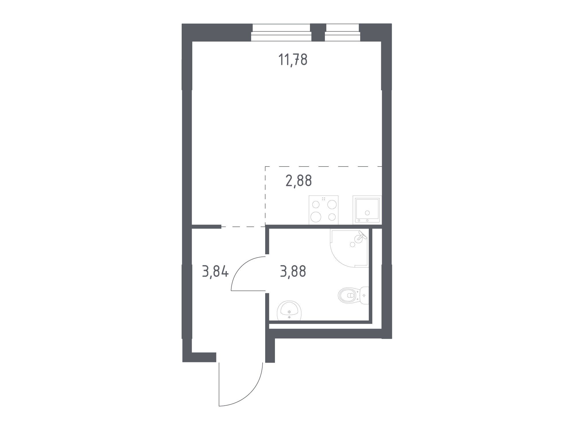 Планировка: Студия 22.38 м² в новостройке Невская долина