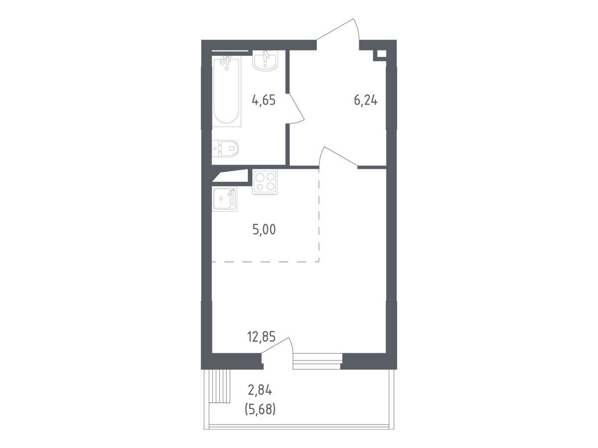 Планировка: Студия 31.30 м² в новостройке Егорово Парк