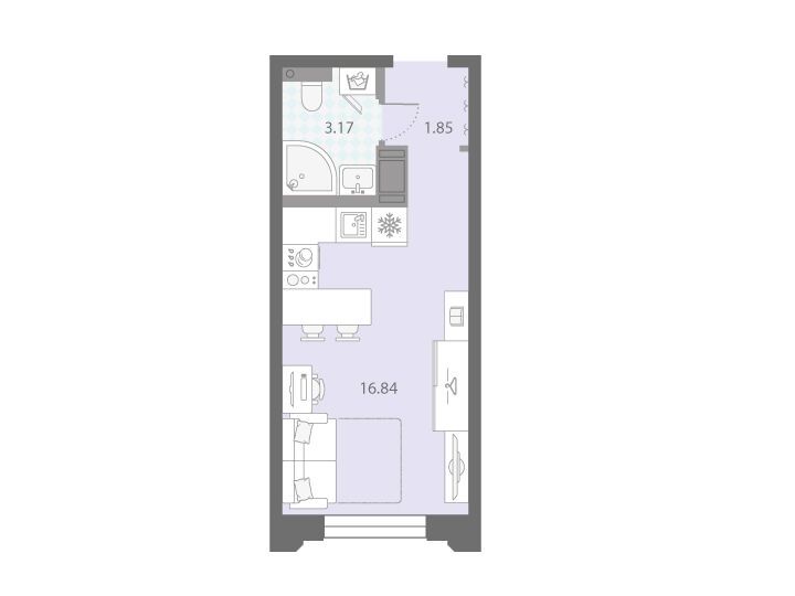 Планировка: Студия 21.86 м² в новостройке Цивилизация на Неве