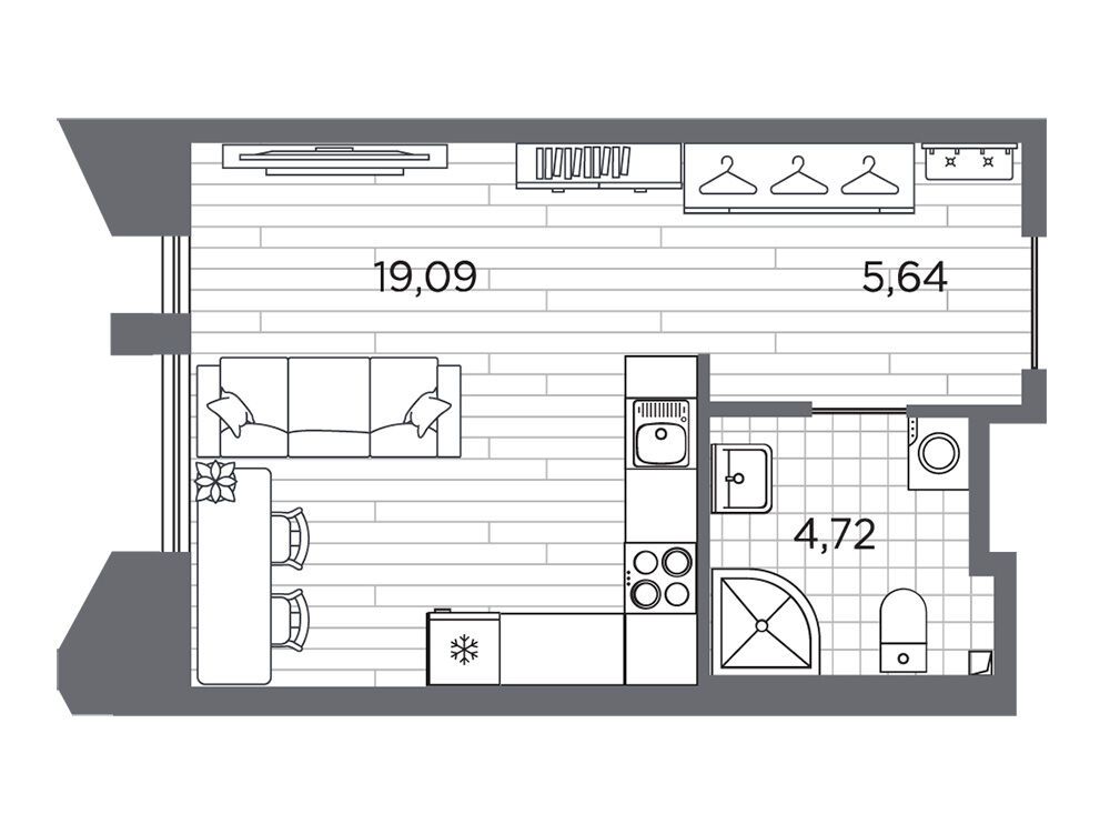 Планировка: Студия 29.45 м² в новостройке Галерная гавань