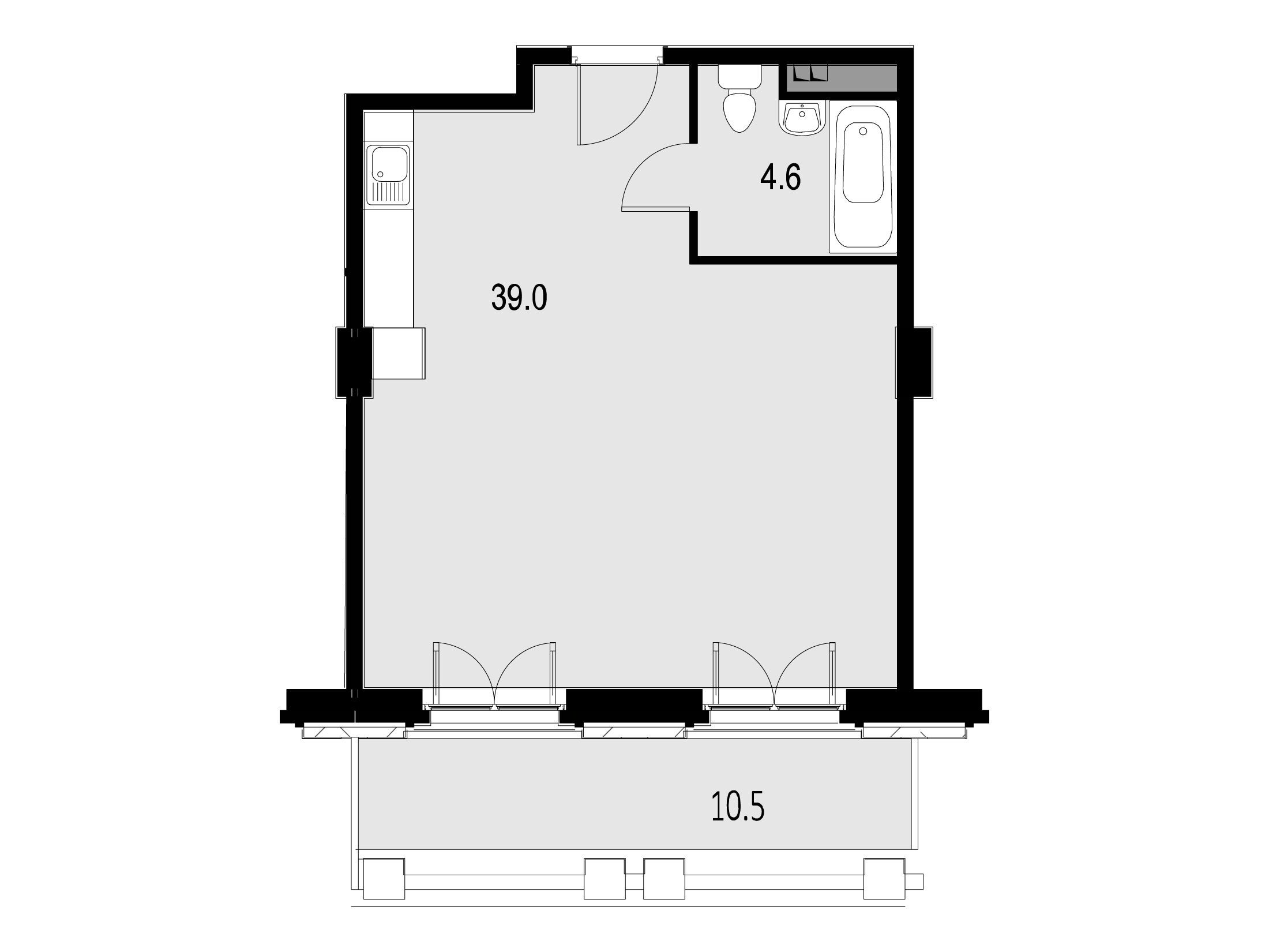 Планировка: 1-комн. квартира 54.90 м² в новостройке Wellton SPA Residence
