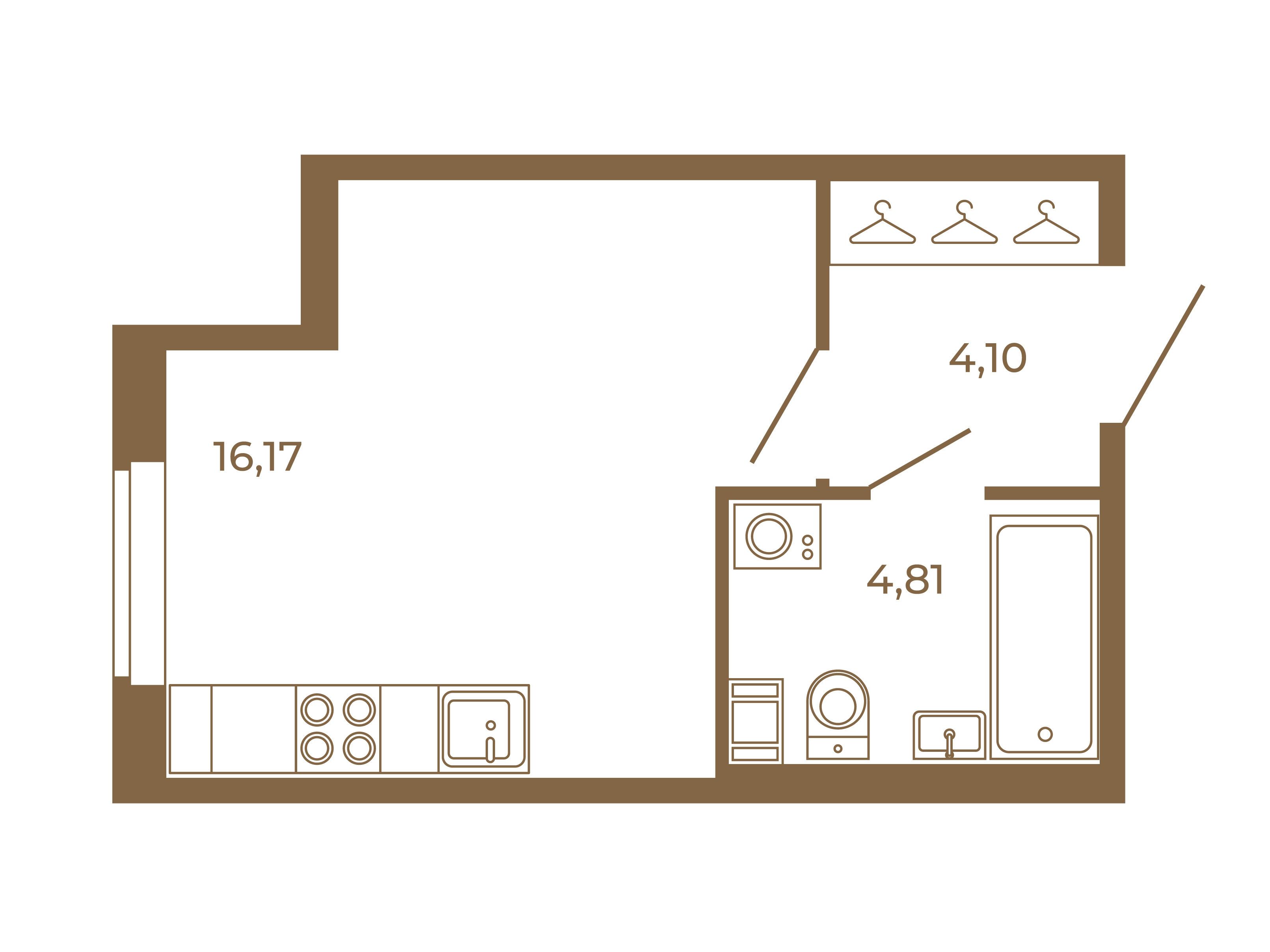 Планировка: Студия 25.08 м² в новостройке Новая история