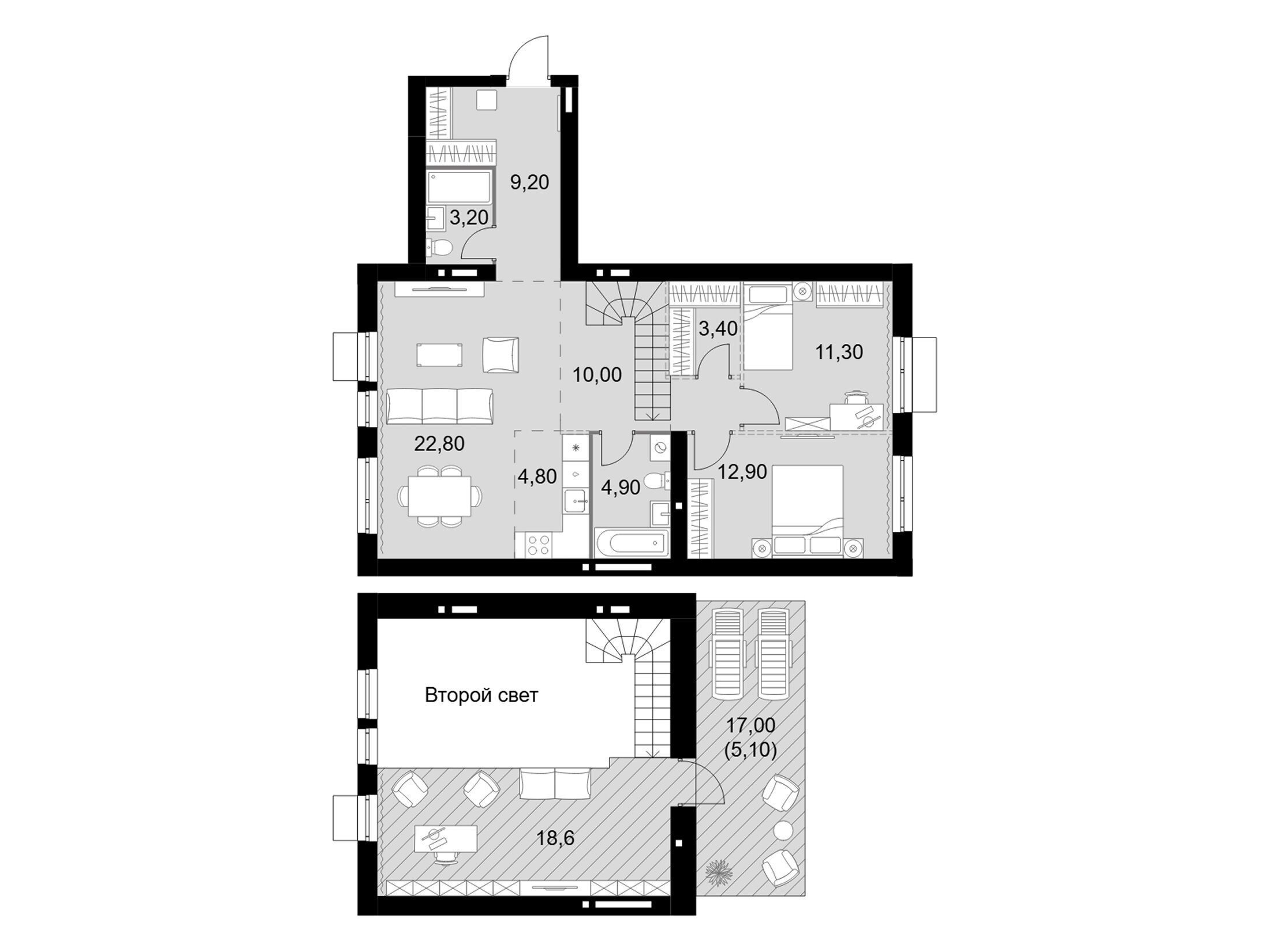 Планировка: 5-комн. квартира 106.20 м² в новостройке Апрелевка Клаб