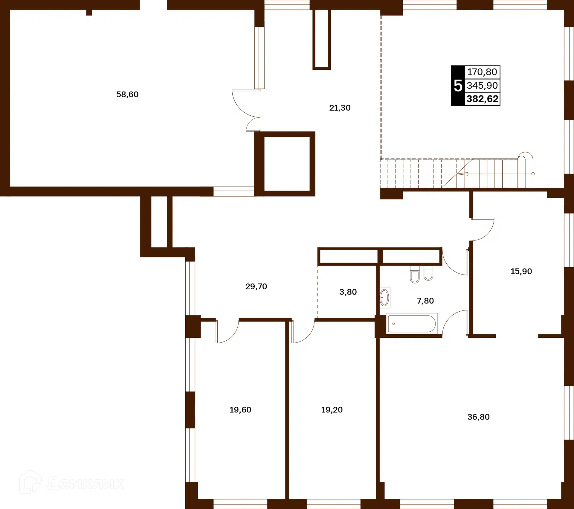 Планировка: 5-комн. квартира 382.62 м² в новостройке Аксис Патриот