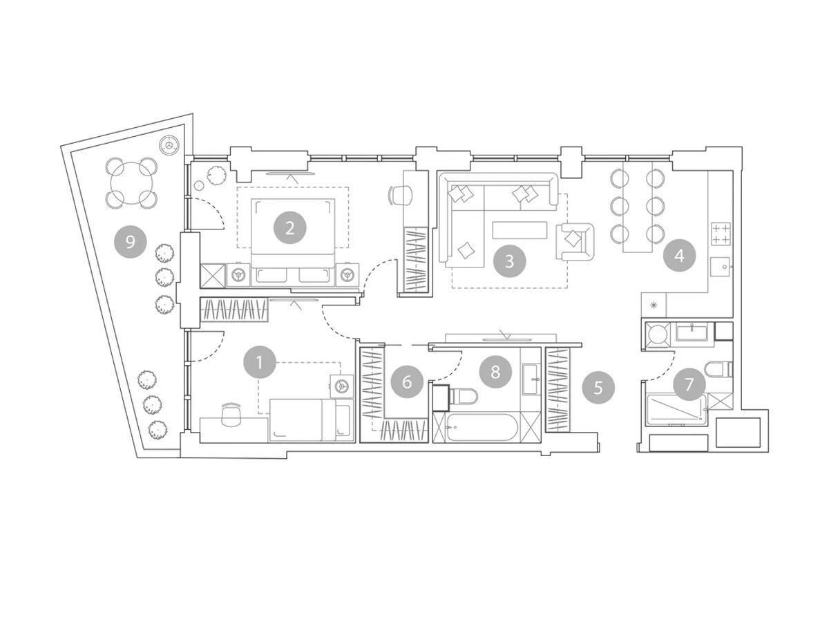 Планировка: 3-комн. квартира 85.80 м² в новостройке Вэри на Миклухо-Маклая