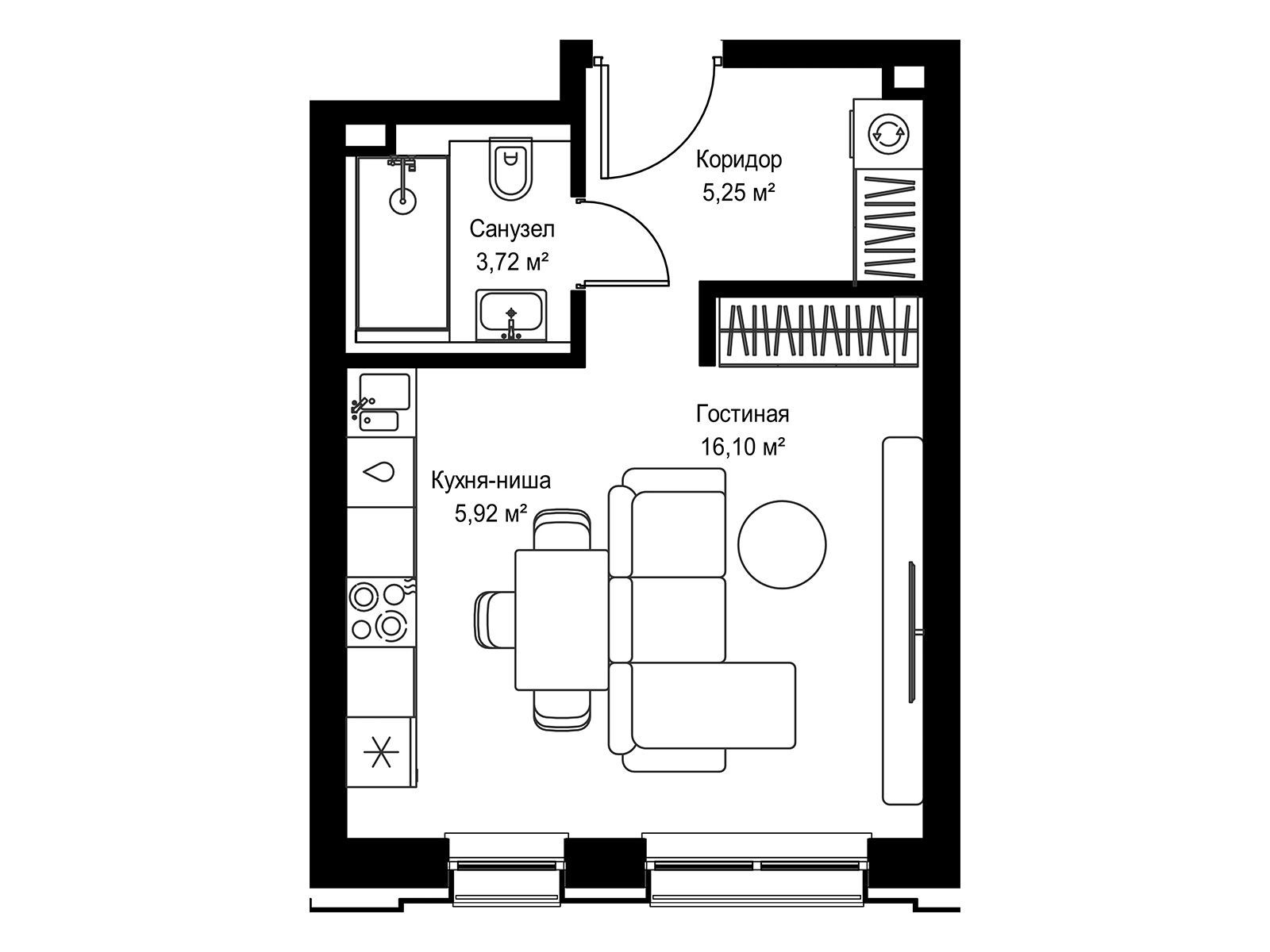 Планировка: Студия 31.10 м² в новостройке Селигер Сити