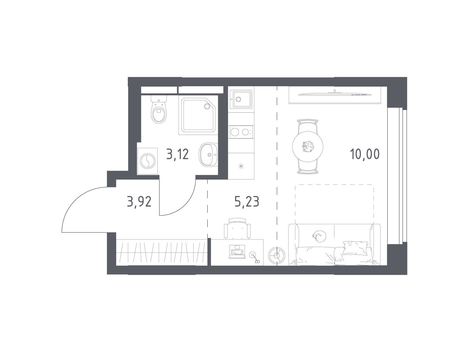 Планировка: 1-комн. квартира 22.27 м² в новостройке Большое Юрлово