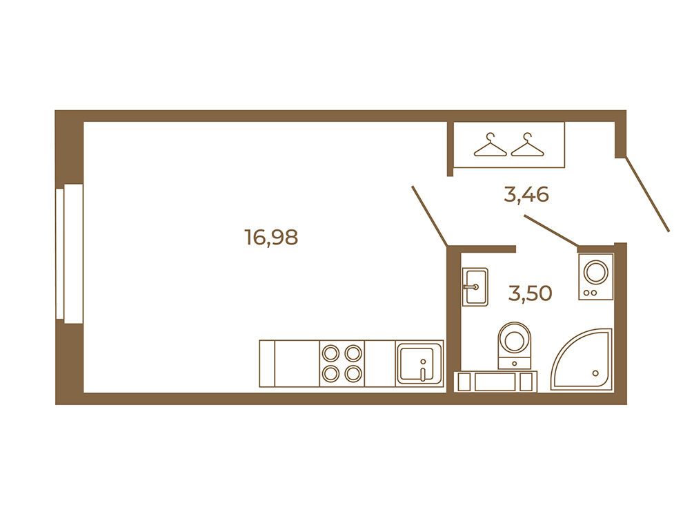 Планировка: Студия 23.94 м² в новостройке Новая история