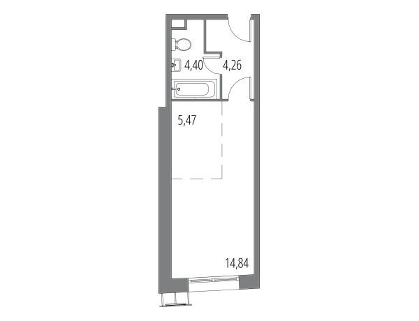 Планировка: Студия 28.97 м² в новостройке Малые Вешки