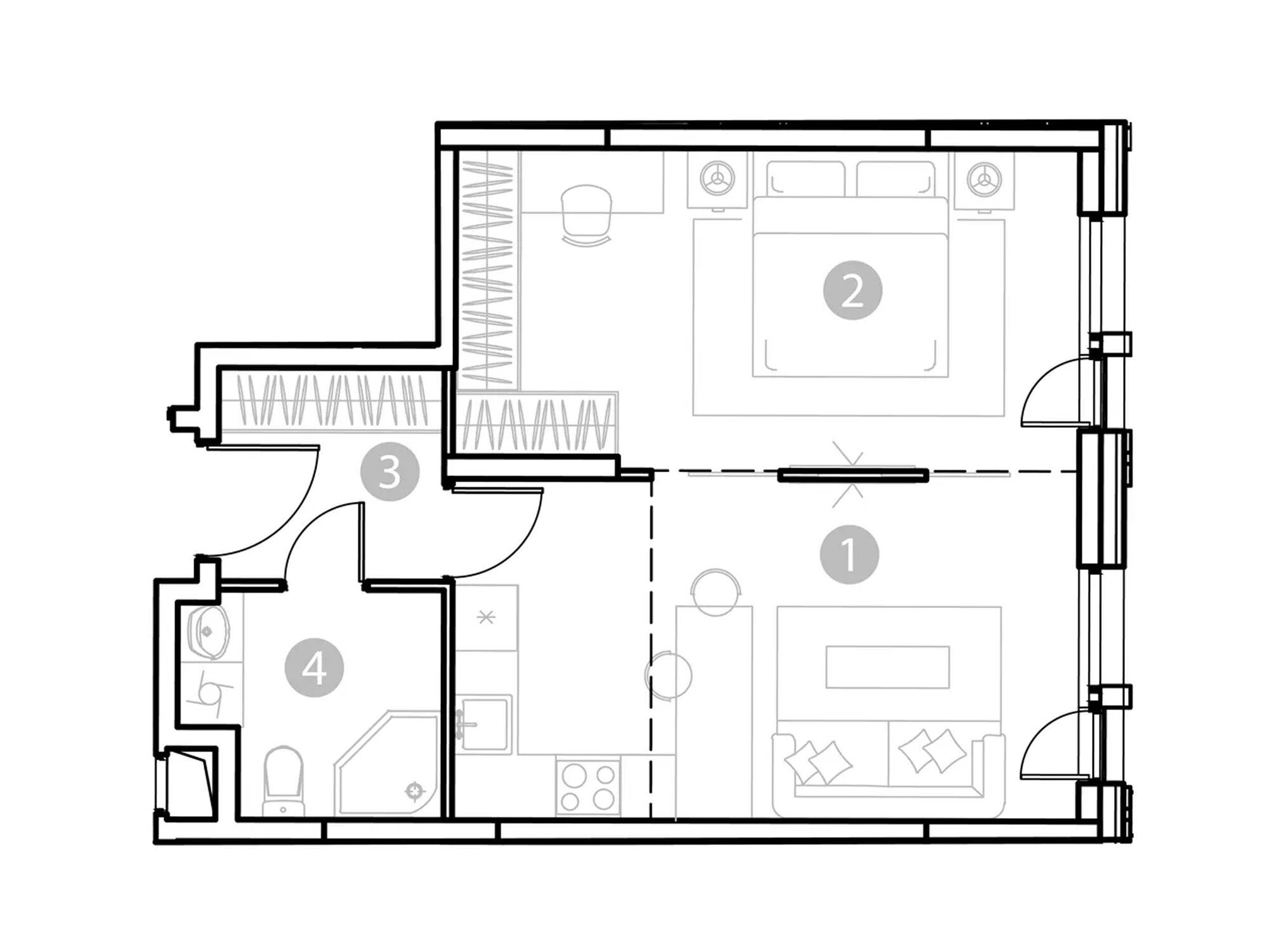 Планировка: 2-комн. квартира 43.90 м² в новостройке Эвопарк Измайлово
