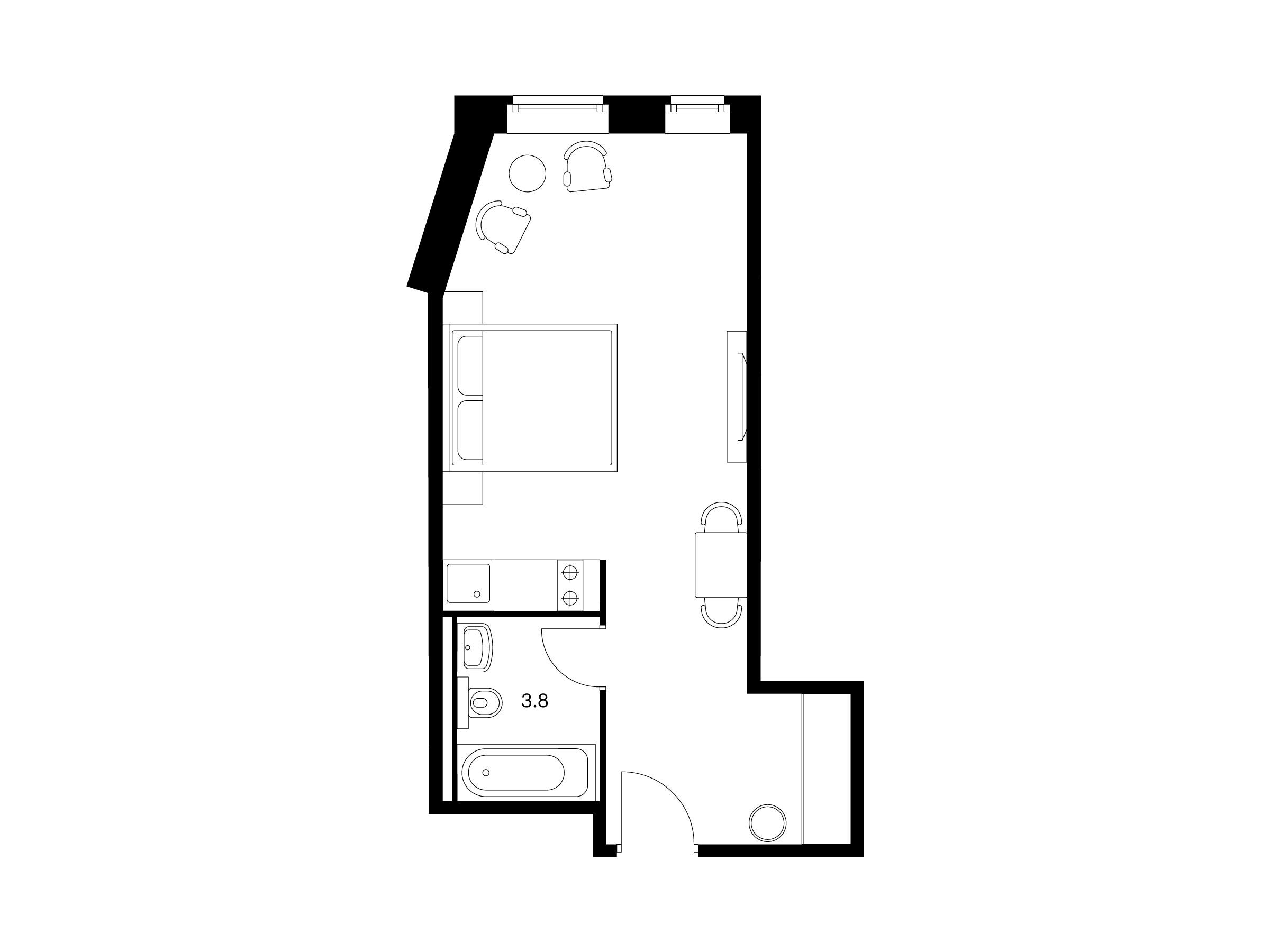 Планировка: Студия 31.60 м² в новостройке Вольта