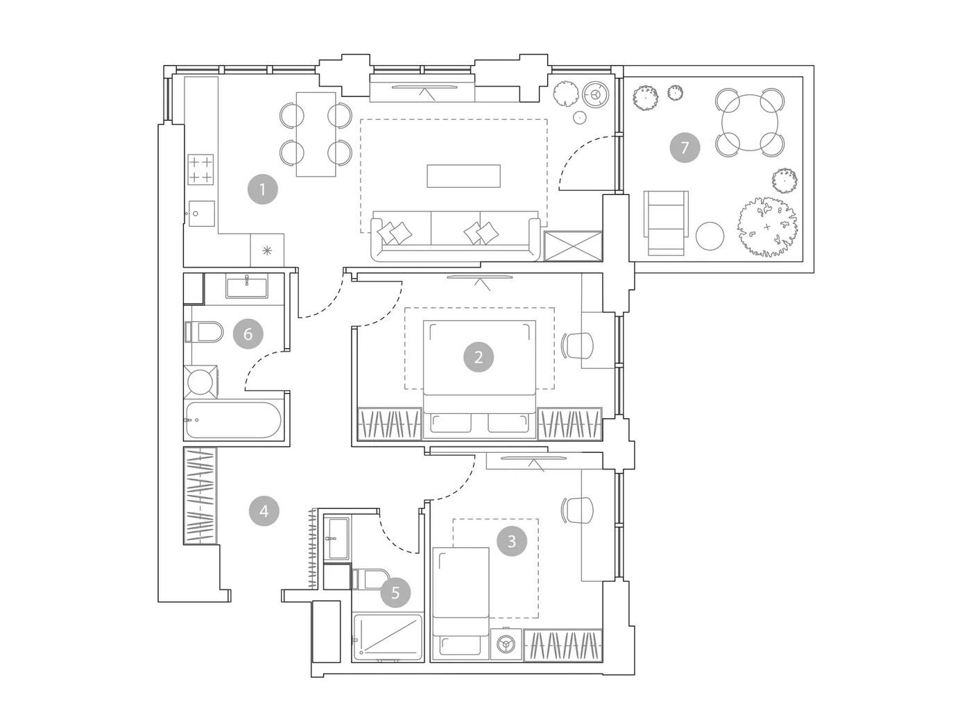 Планировка: 3-комн. квартира 74.90 м² в новостройке ЖК Вэри на Миклухо-Маклая