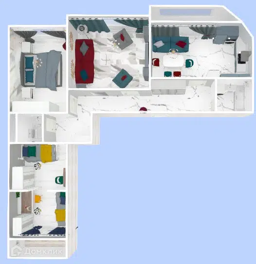 Планировка: 3-комн. квартира 80.20 м² в новостройке Дома Цвета Радуги