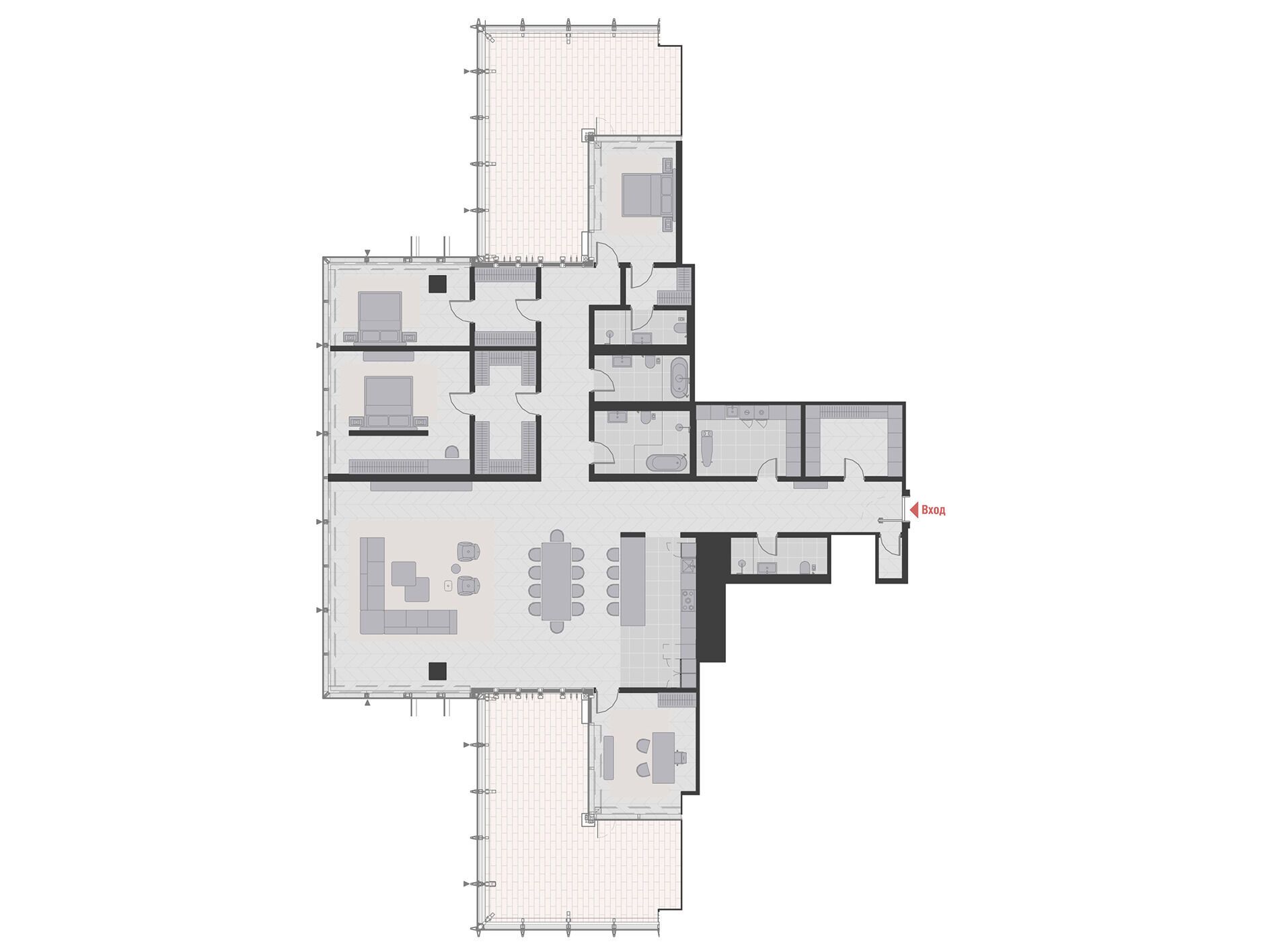 Планировка: 5-комн. квартира 372.50 м² в новостройке Нева Тауэрс