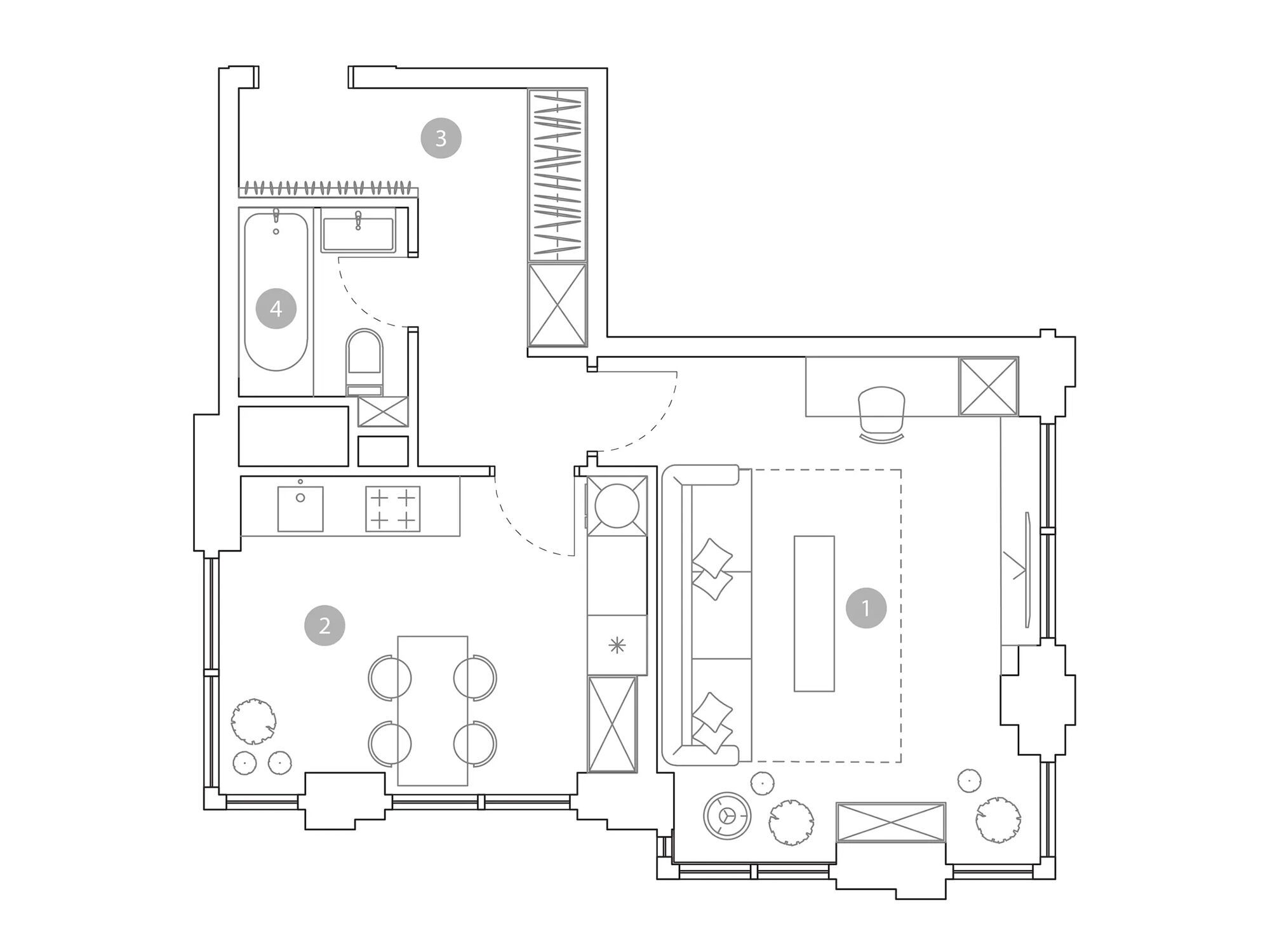 Планировка: 1-комн. квартира 42.30 м² в новостройке Вэри на Миклухо-Маклая
