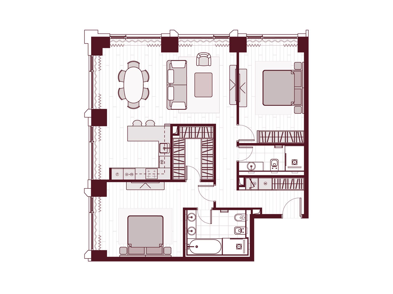 Планировка: 3-комн. квартира 102.90 м² в новостройке ЖК Прайм Парк