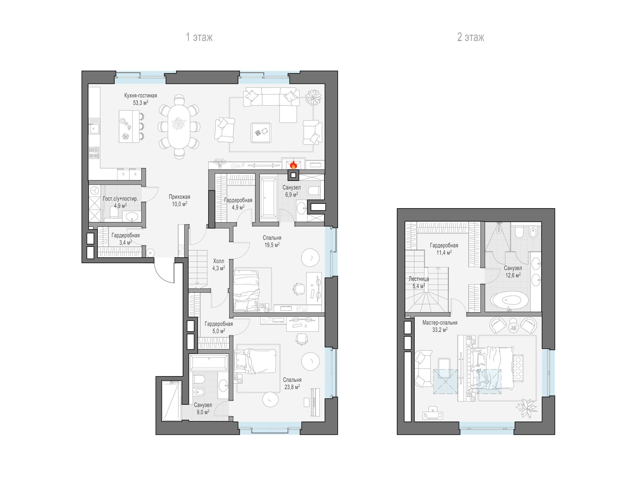 Планировка: 3-комн. квартира 214.00 м² в новостройке Ильинка 3/8