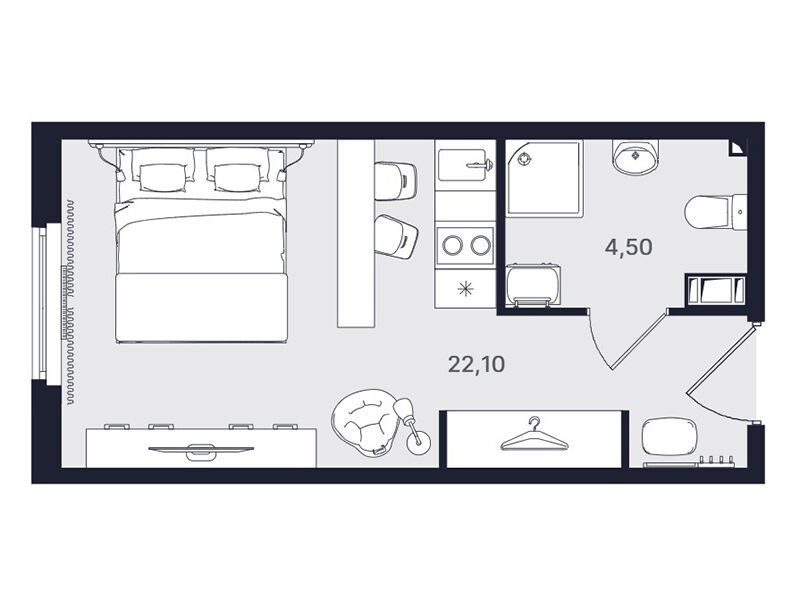 Планировка: Студия 26.60 м² в новостройке Интуит