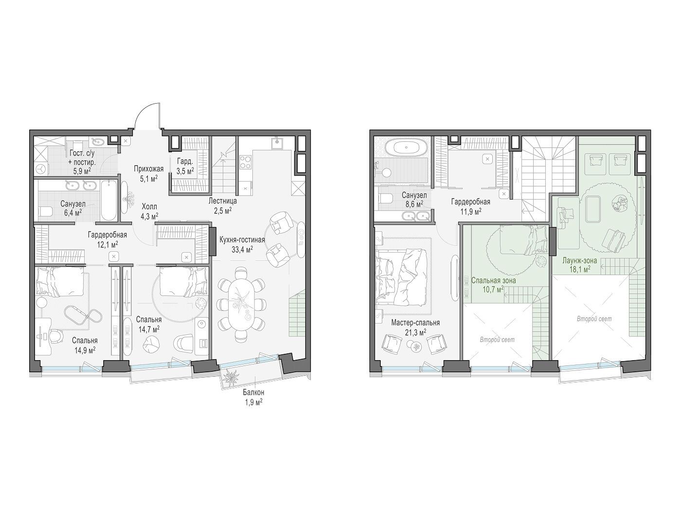 Планировка: 3-комн. квартира 105.30 м² в новостройке Палашёвский 11