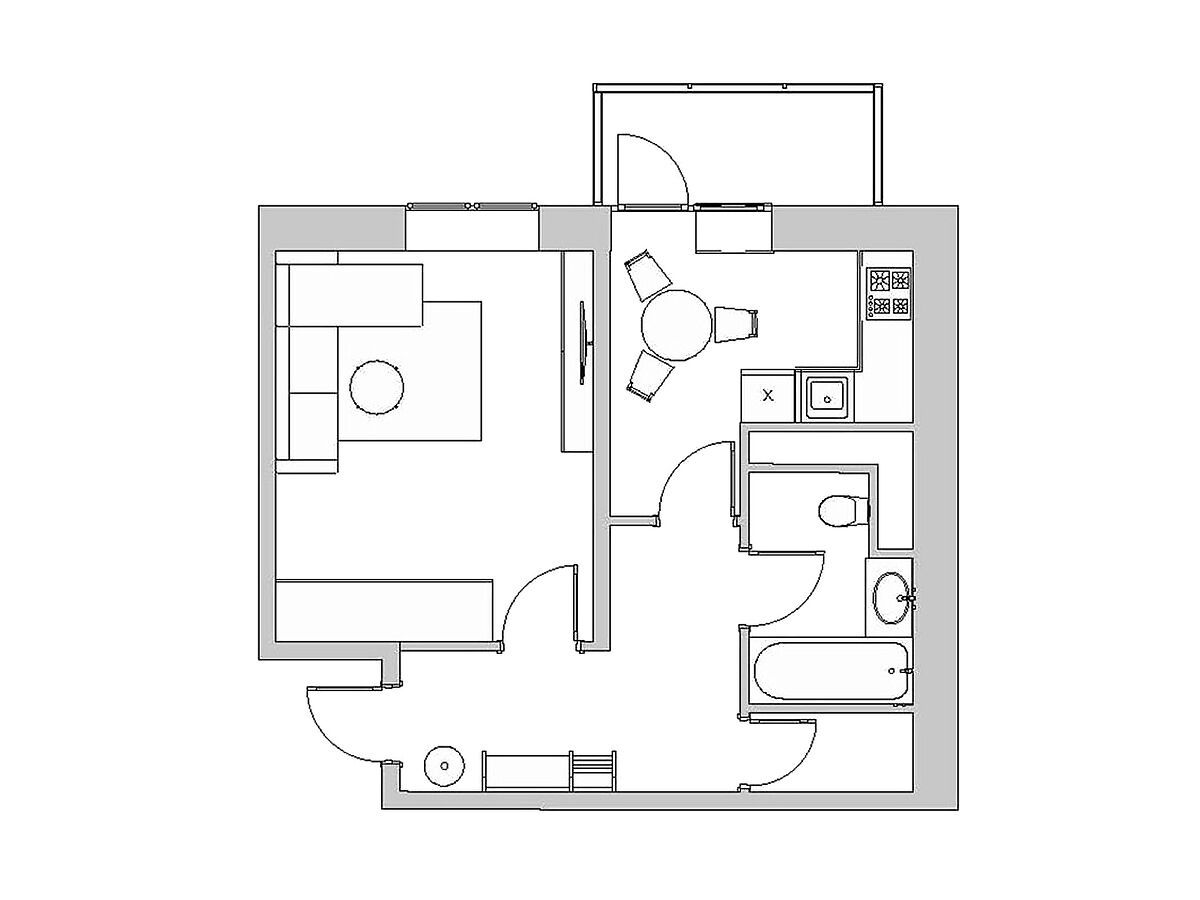 Планировка: 1-комн. квартира 41.00 м² в новостройке Высокий берег