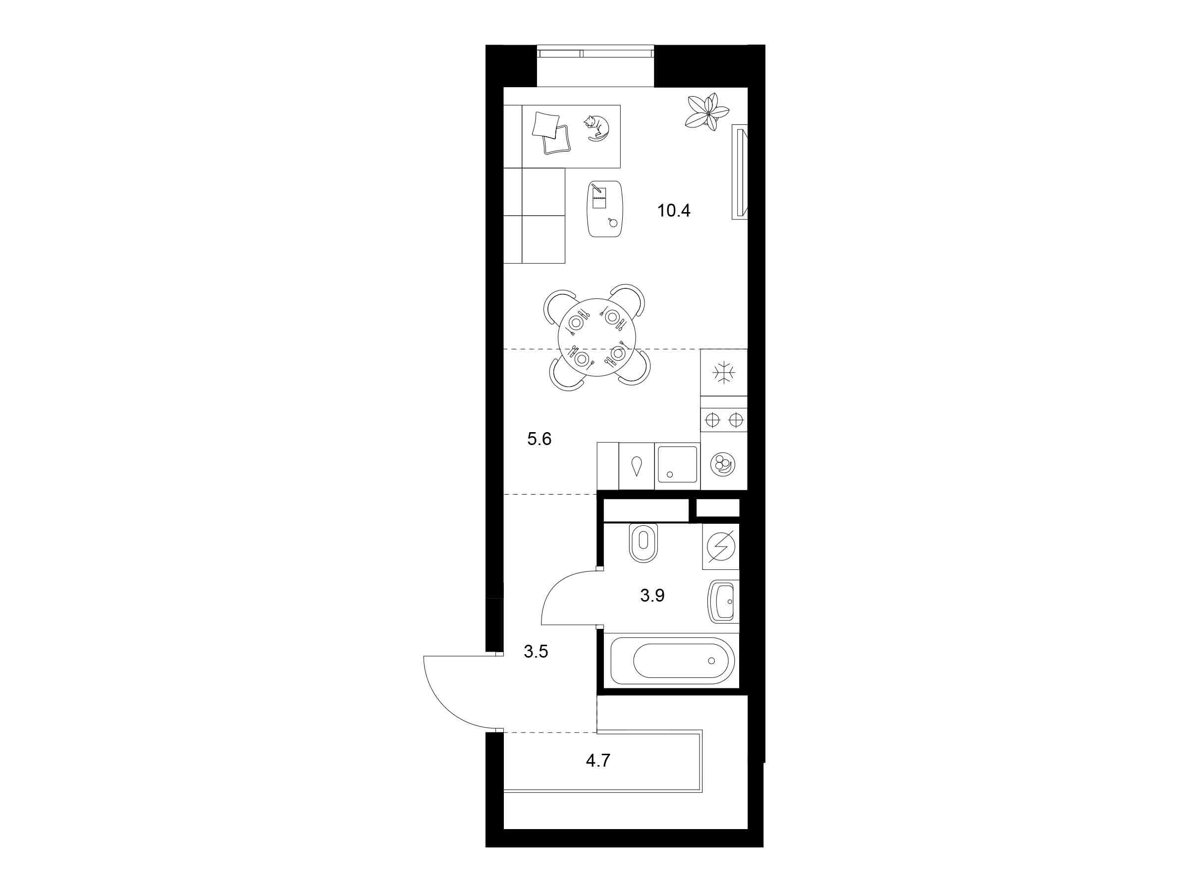 Планировка: Студия 28.10 м² в новостройке Лосиноостровский парк