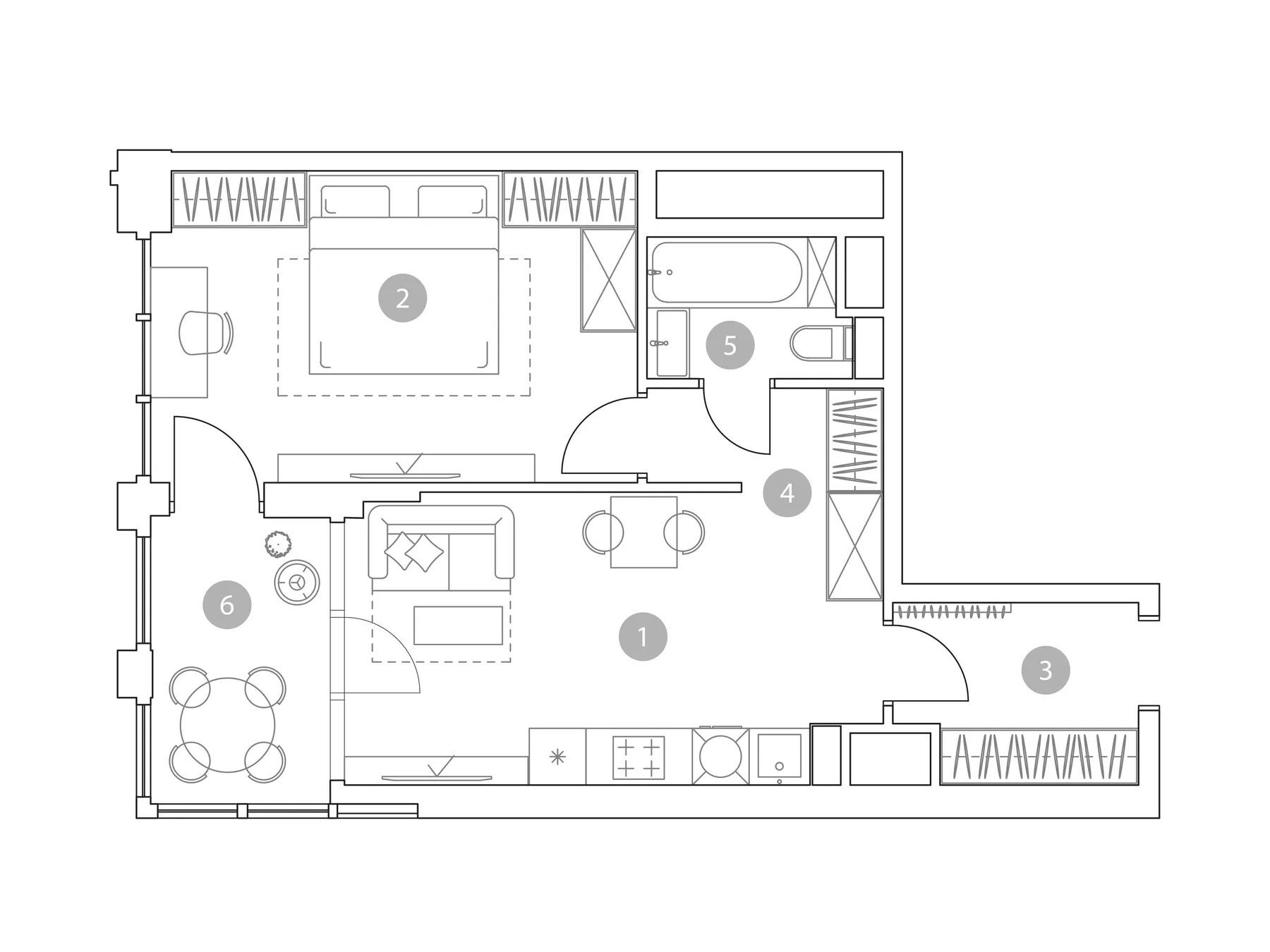 Планировка: 2-комн. квартира 47.30 м² в новостройке Вэри на Миклухо-Маклая