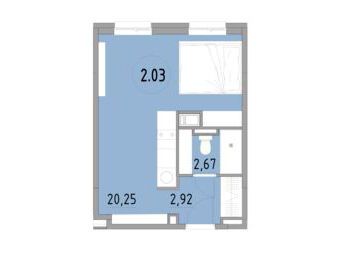 Планировка: Студия 25.84 м² в новостройке Космос Смарт Южный