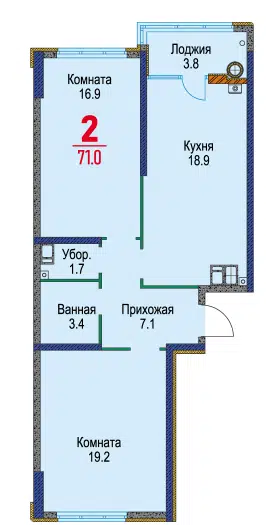 Планировка: 2-комн. квартира 71.80 м² в новостройке Красный Металлист