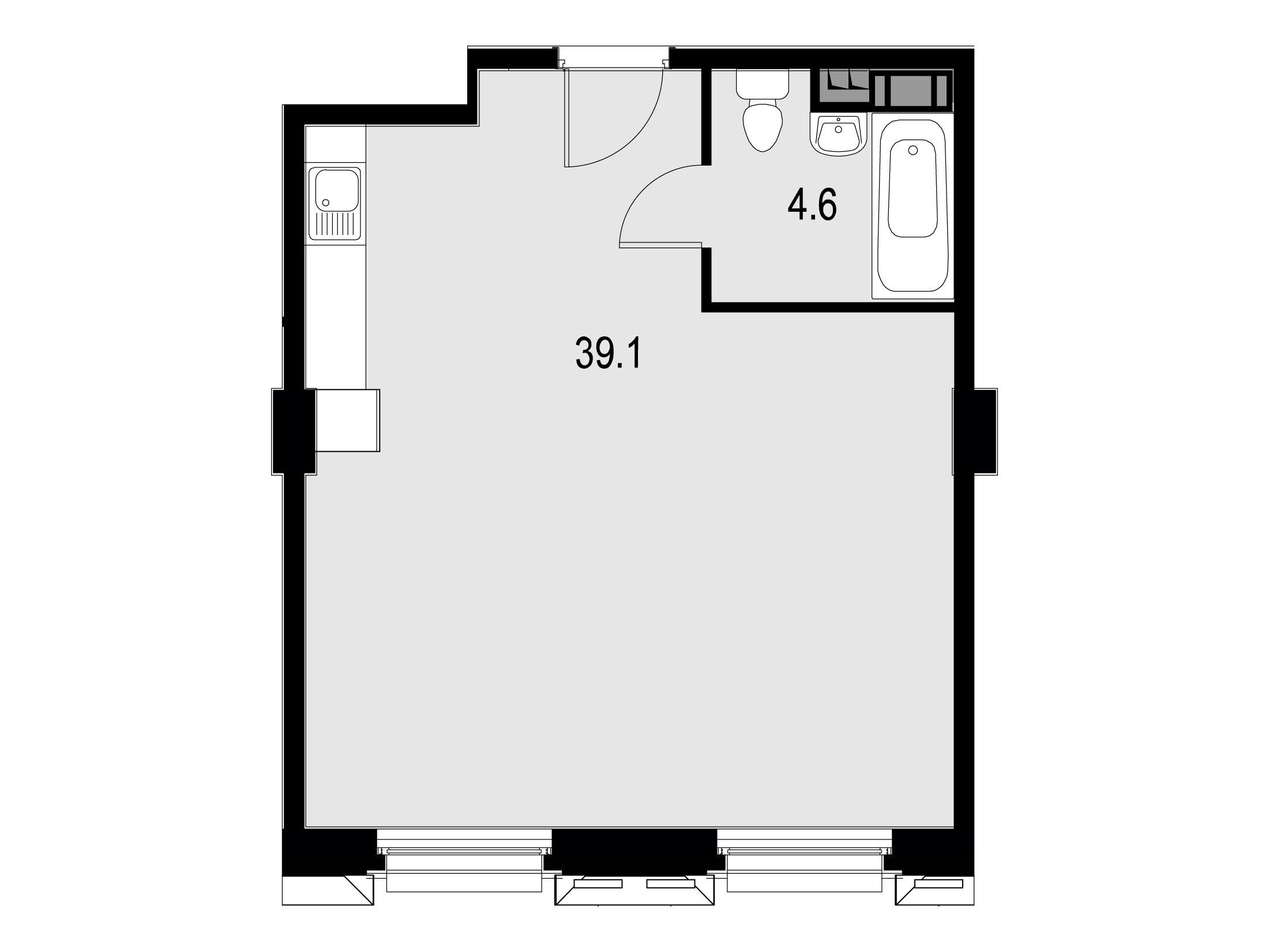 Планировка: 1-комн. квартира 44.50 м² в новостройке Велтон спа Резиденс