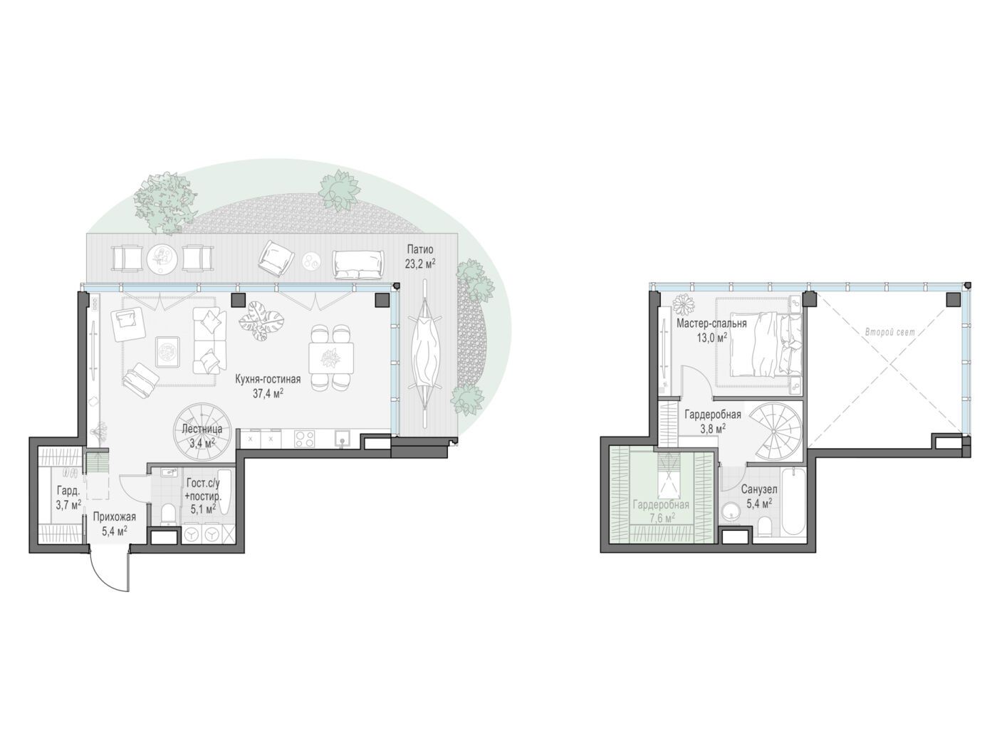 Планировка: 1-комн. квартира 77.60 м² в новостройке Фрунзенский
