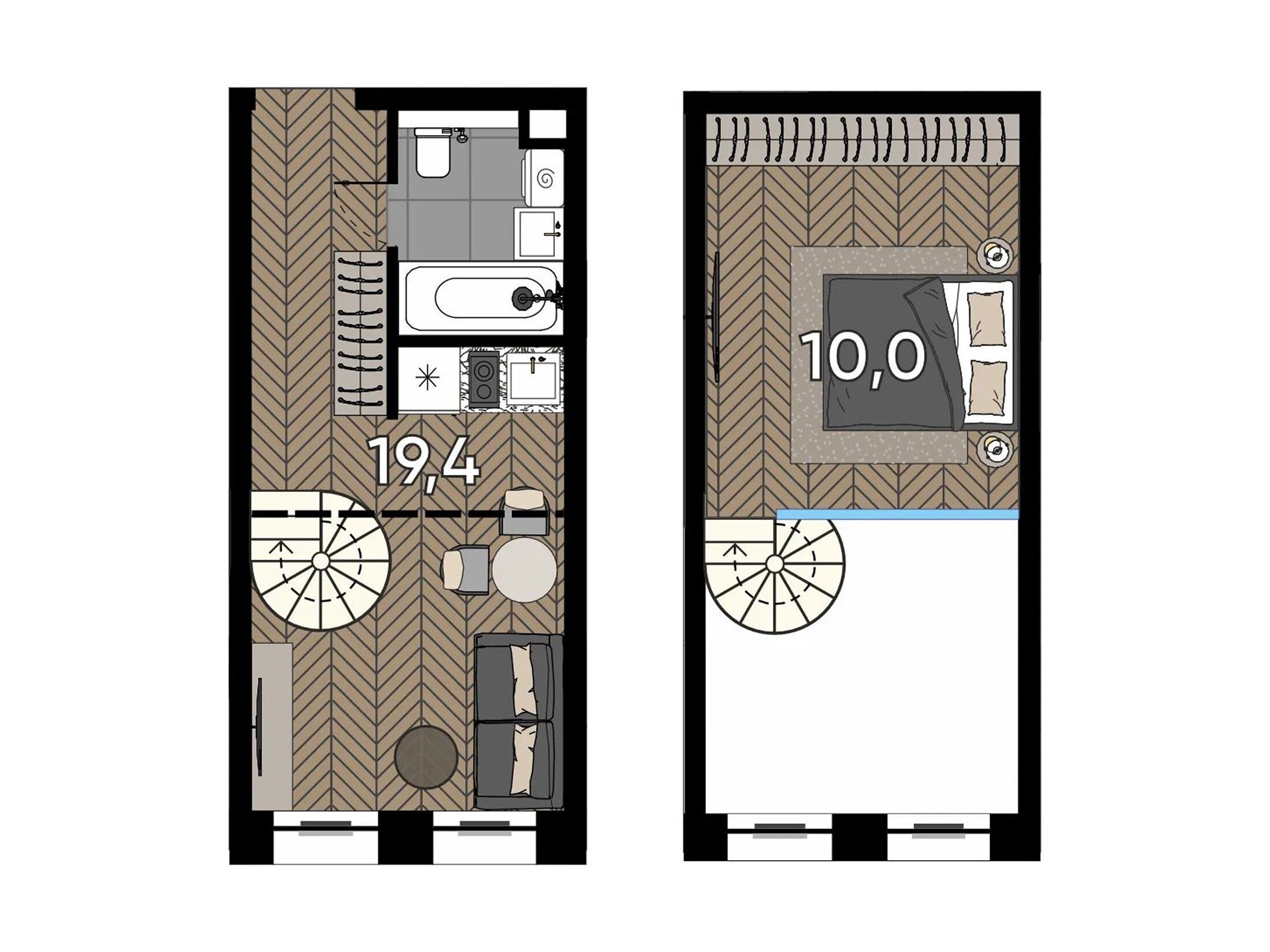 Планировка: Студия 27.20 м² в новостройке Зорге 9