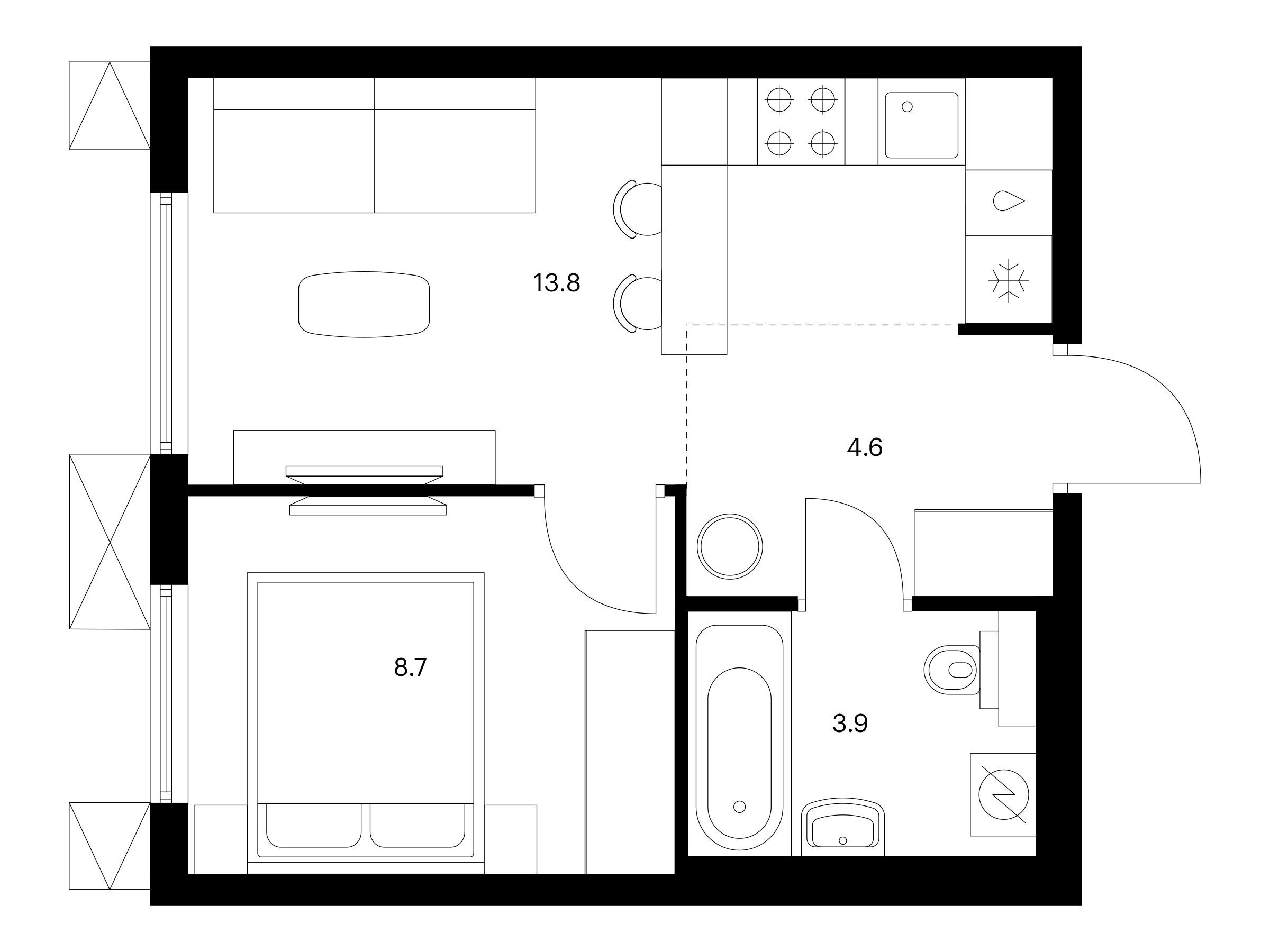 Планировка: 1-комн. квартира 31.00 м² в новостройке ЖК Никольские луга