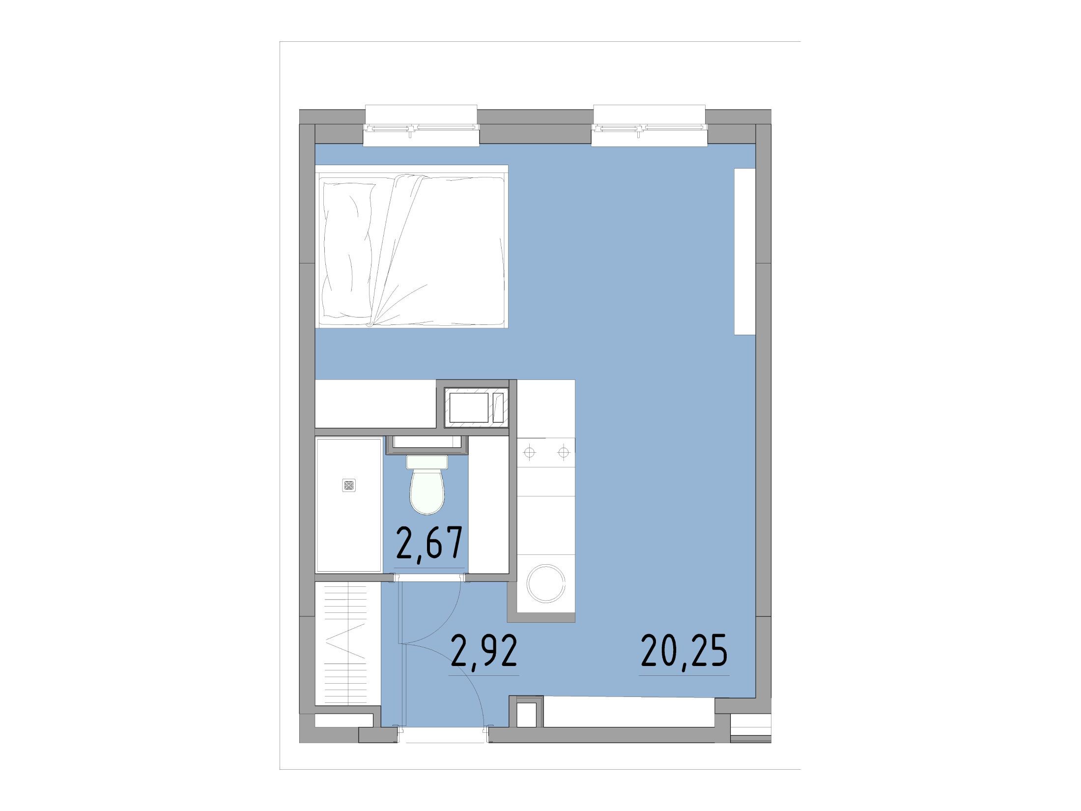 Планировка: Студия 25.84 м² в новостройке Космос Смарт Южный