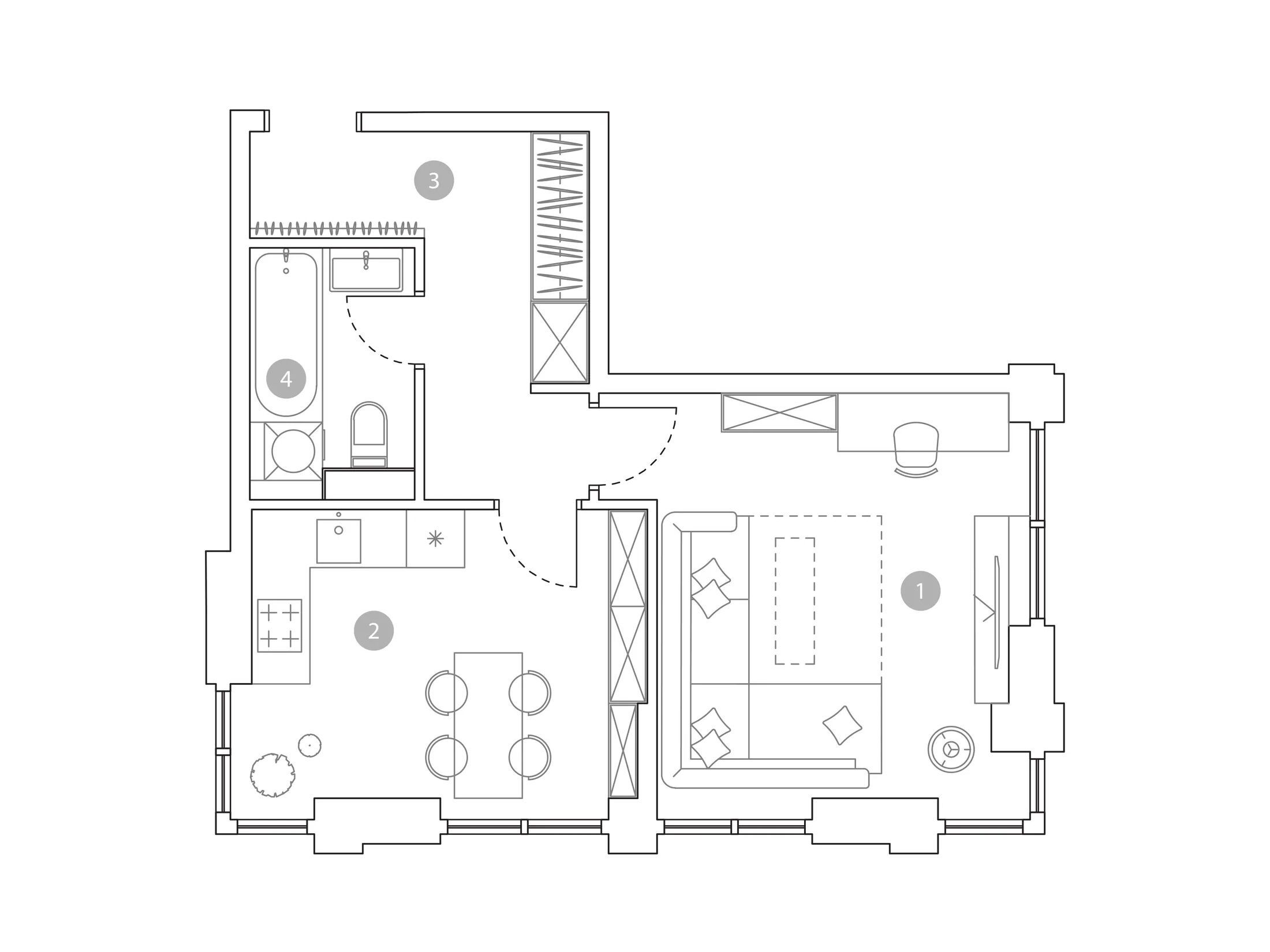 Планировка: 1-комн. квартира 42.10 м² в новостройке ЖК Вэри на Миклухо-Маклая
