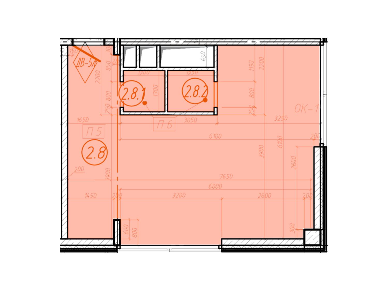 Планировка: 2-комн. квартира 45.20 м² в новостройке Сантерра