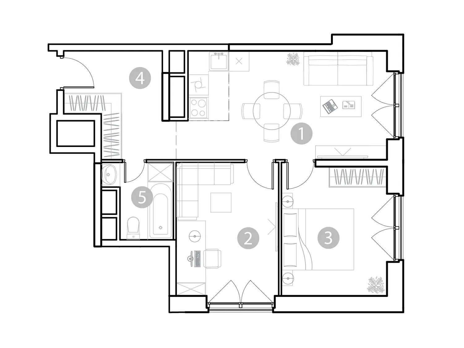 Планировка: 3-комн. квартира 56.27 м² в новостройке Эвопарк Сокольники