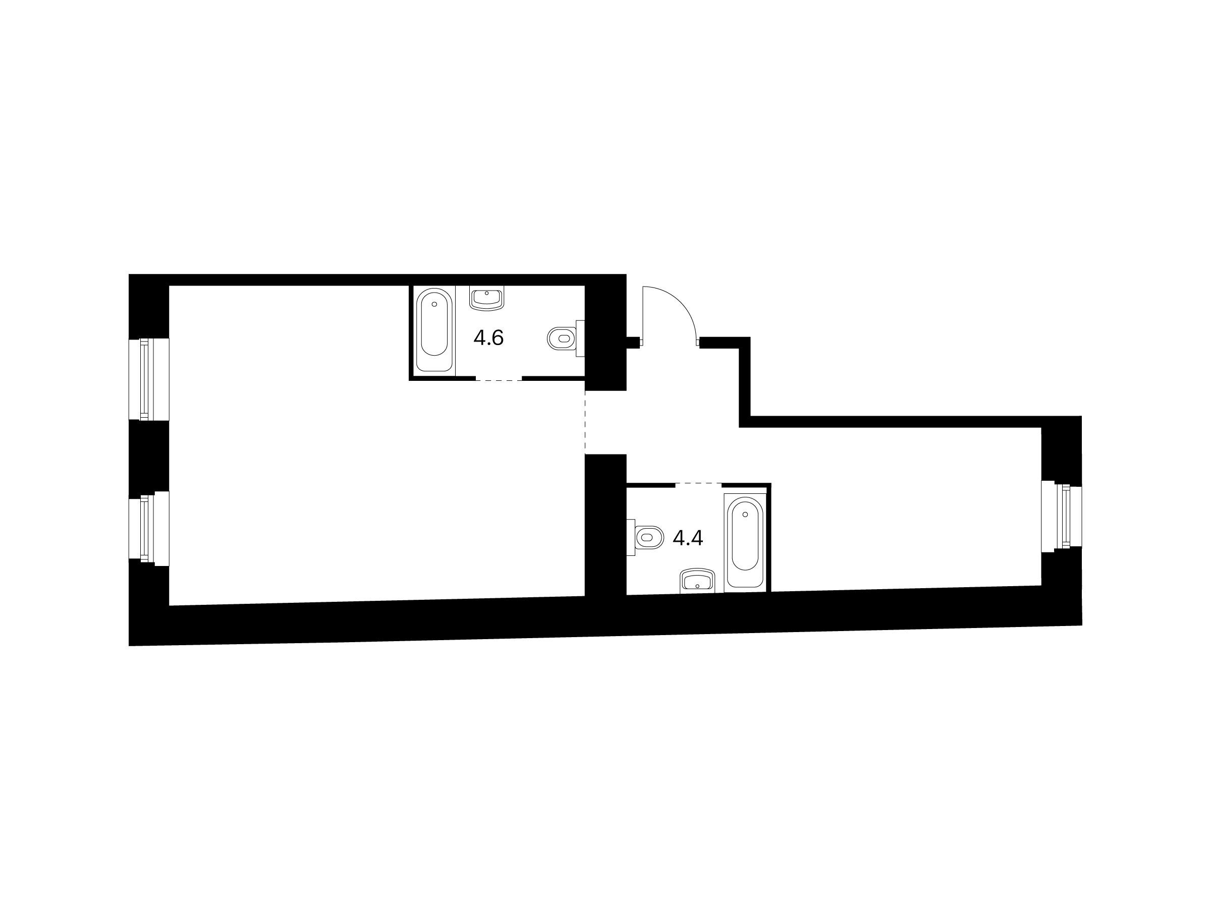 Планировка: 2-комн. квартира 60.60 м² в новостройке Кантемировская 11