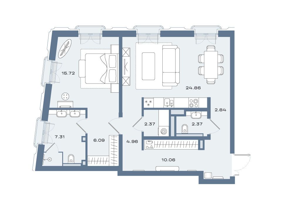 Планировка: 1-комн. квартира 81.26 м² в новостройке ЖК Дом Соболева