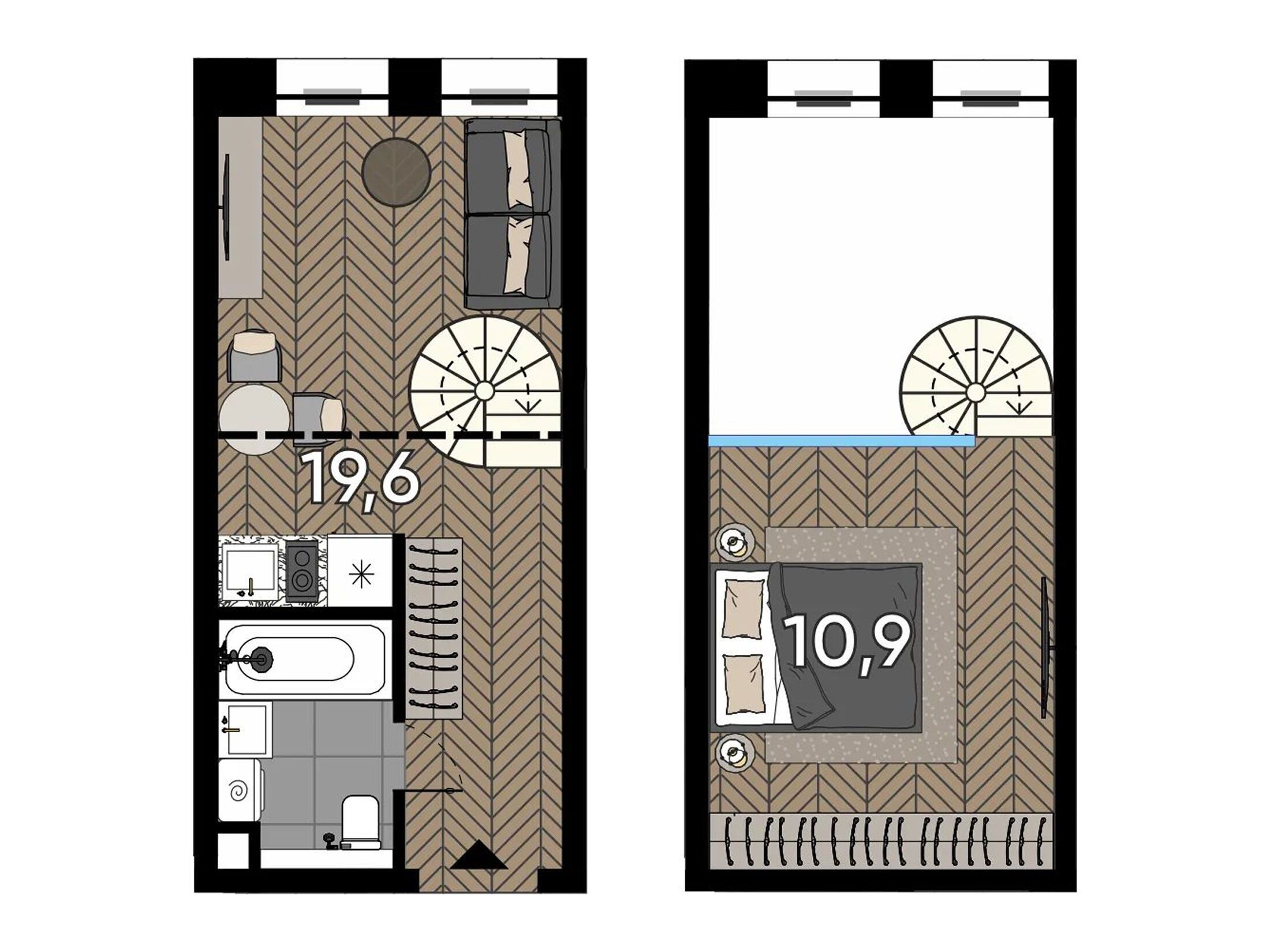 Планировка: Студия 27.40 м² в новостройке Зорге 9