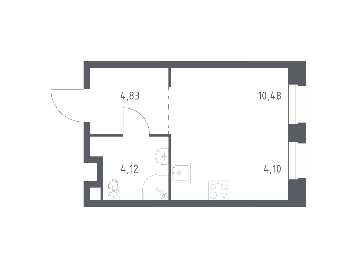 Планировка: Студия 23.53 м² в новостройке Эко Бунино