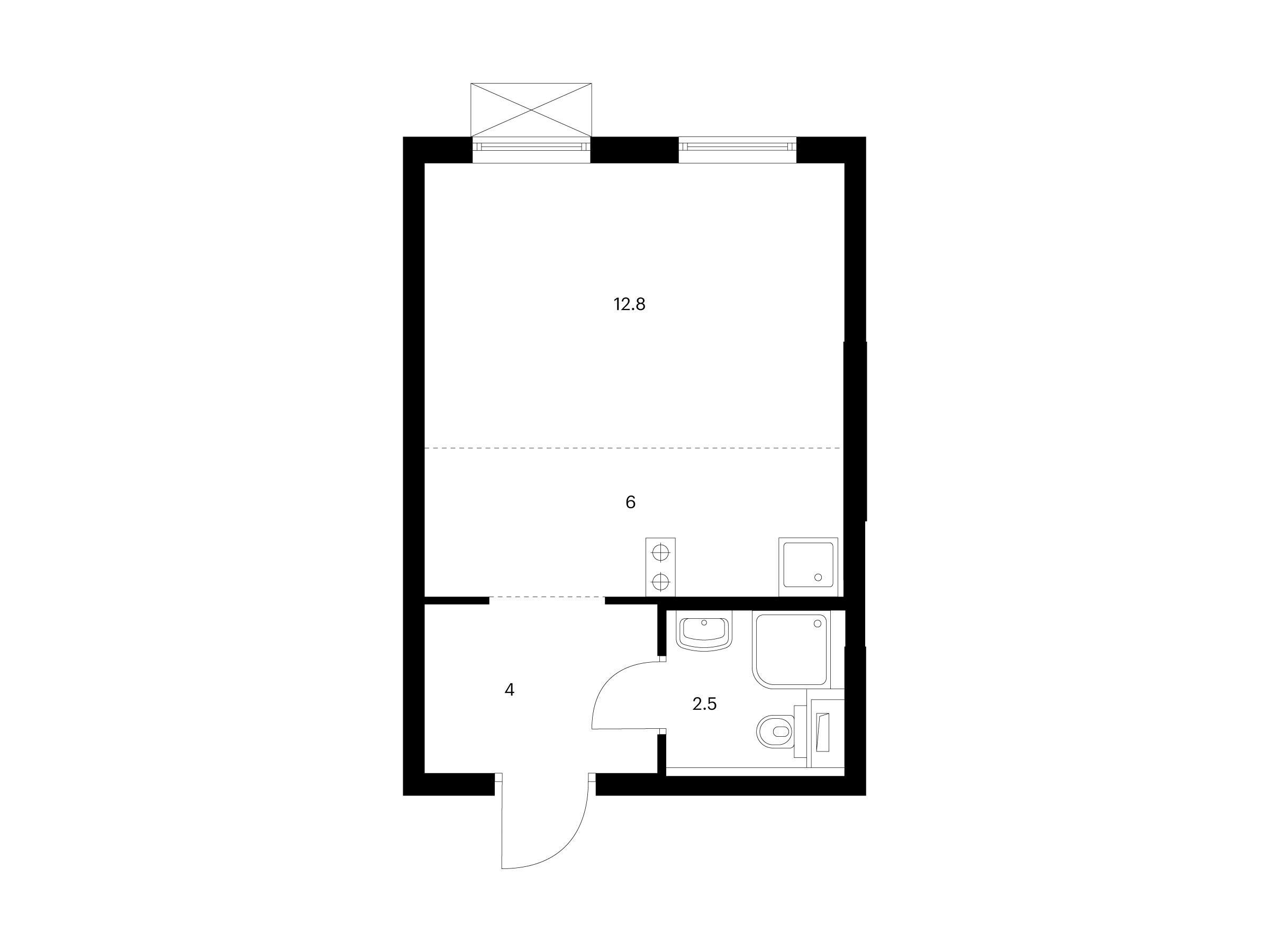 Планировка: Студия 25.30 м² в новостройке ЖК Кузьминский лес