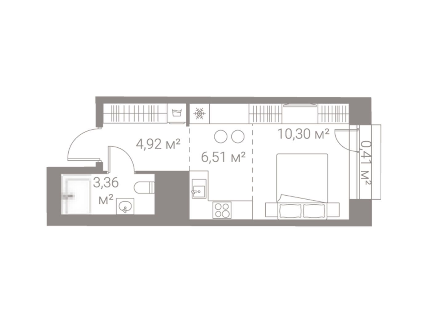 Планировка: Студия 25.50 м² в новостройке ЖК Лайф Варшавская