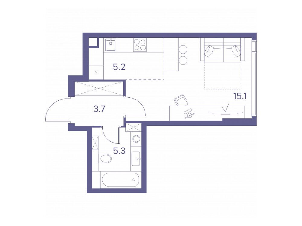 Планировка: Студия 29.30 м² в новостройке Лот от Аквилон