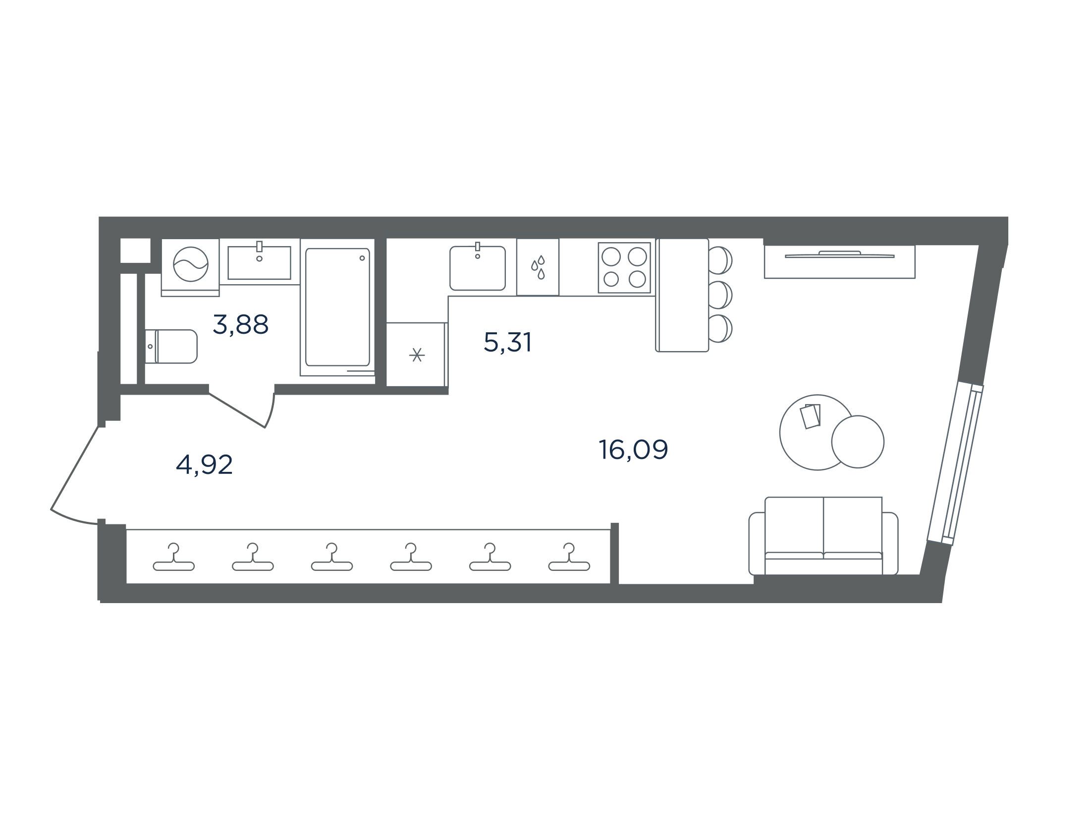 Планировка: 1-комн. квартира 30.20 м² в новостройке Сикрет Гарден