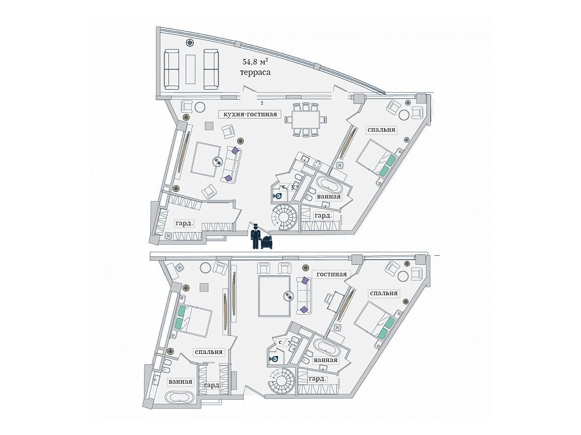 Планировка: 4-комн. квартира 223.00 м² в новостройке Звезды Арбата