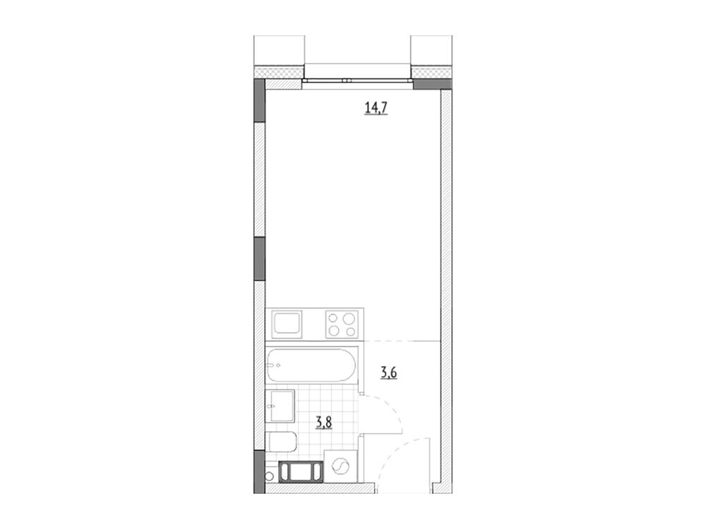 Планировка: Студия 21.90 м² в новостройке Веллби