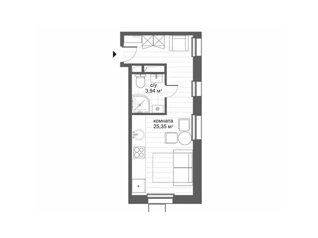Планировка: Студия 29.10 м² в новостройке СитиМикс Новокосино