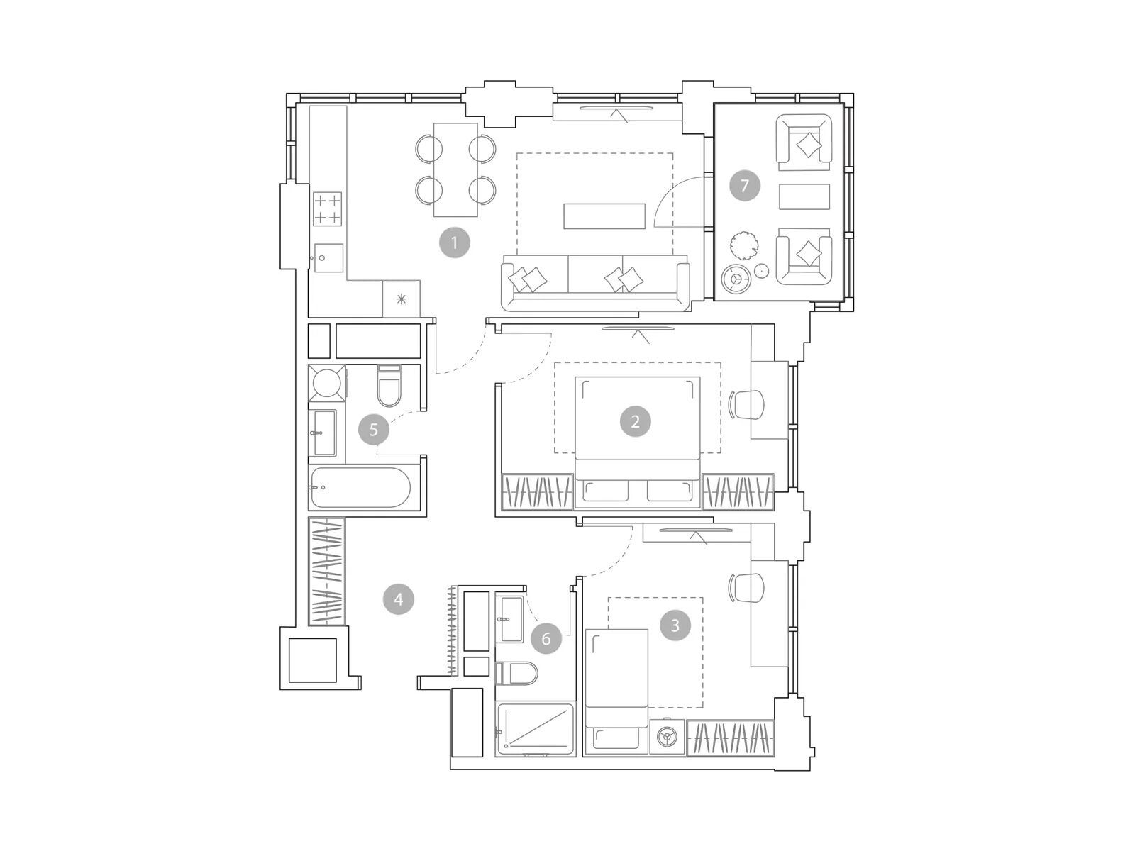 Планировка: 3-комн. квартира 67.30 м² в новостройке ЖК Вэри на Миклухо-Маклая