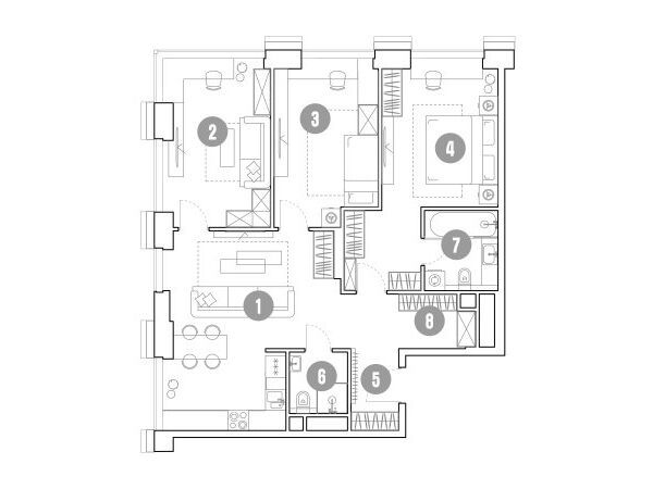 Планировка: 4-комн. квартира 92.80 м² в новостройке Мираполис