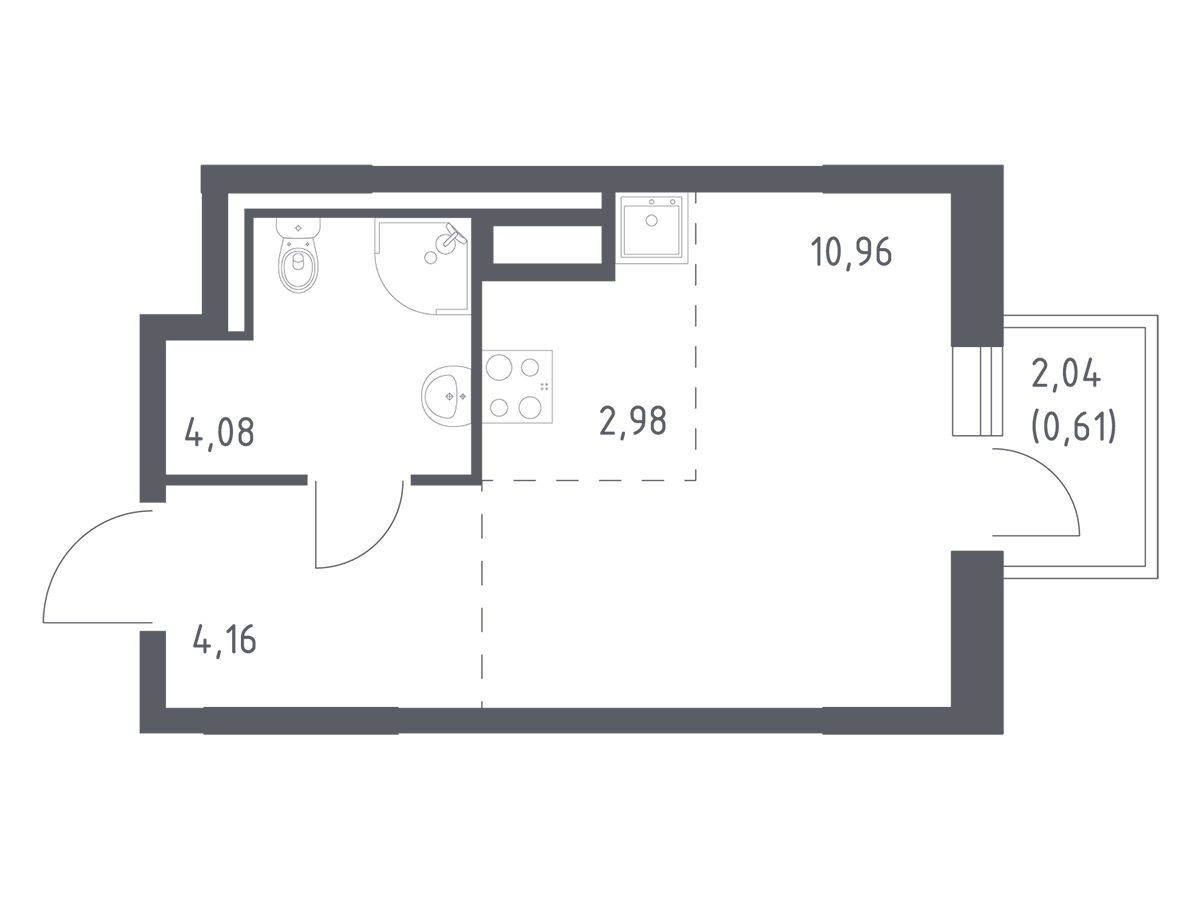 Планировка: Студия 22.79 м² в новостройке Лаголово